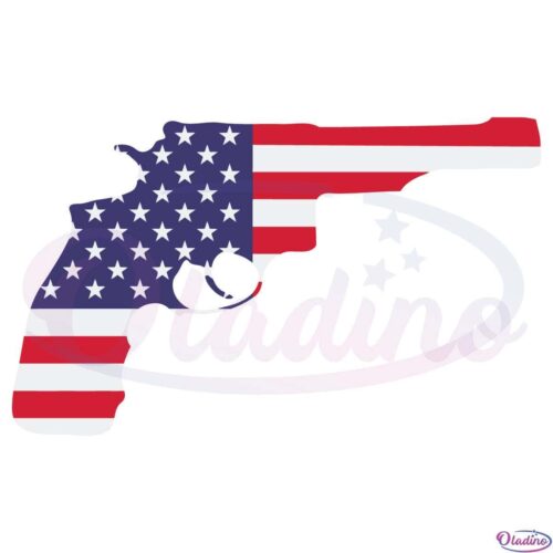 American Flag Gun Revolver Patriot Svg File