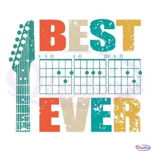 Best Guitar Dad Ever Vintage Fathers Day Svg File