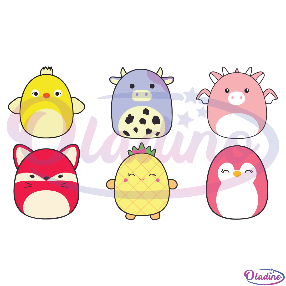 Cute Animal Bundle Squishmallow SVG PNG, Love Animal SVG