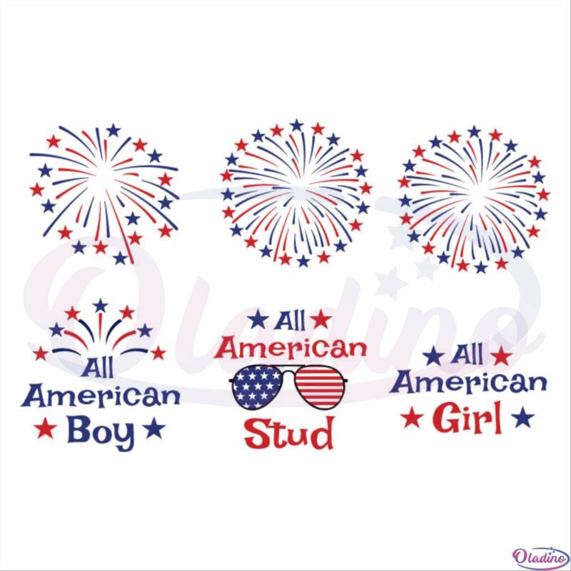 Fireworks 4th Of July Bundle Svg, All American Svg Digital File