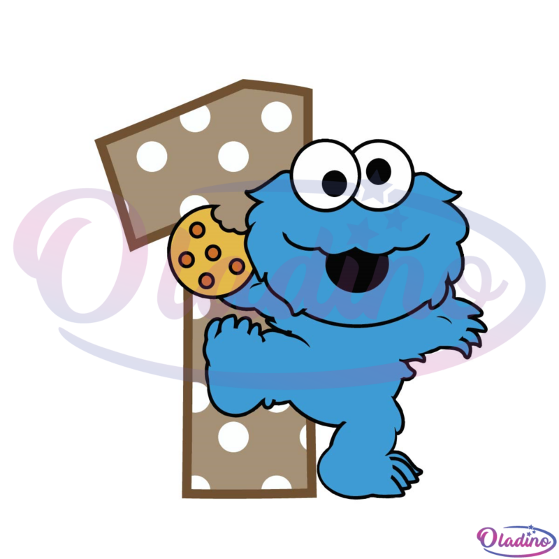 Frist Birthday Baby Cookie Monster SVG PNG Digital File, Birthday Svg