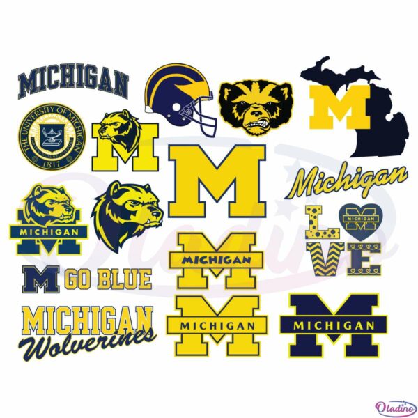 Michigan Wolverines Football Team NCAA Bundle Svg Digital File