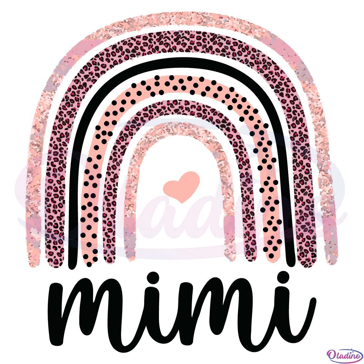 Mimi Rainbow SVG PNG Digital File, Pink Heart SVG, Rainbow SVG