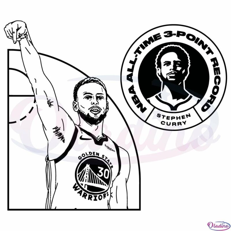 NBA All Time 3 Point Record Stephen Curry Svg Digital File