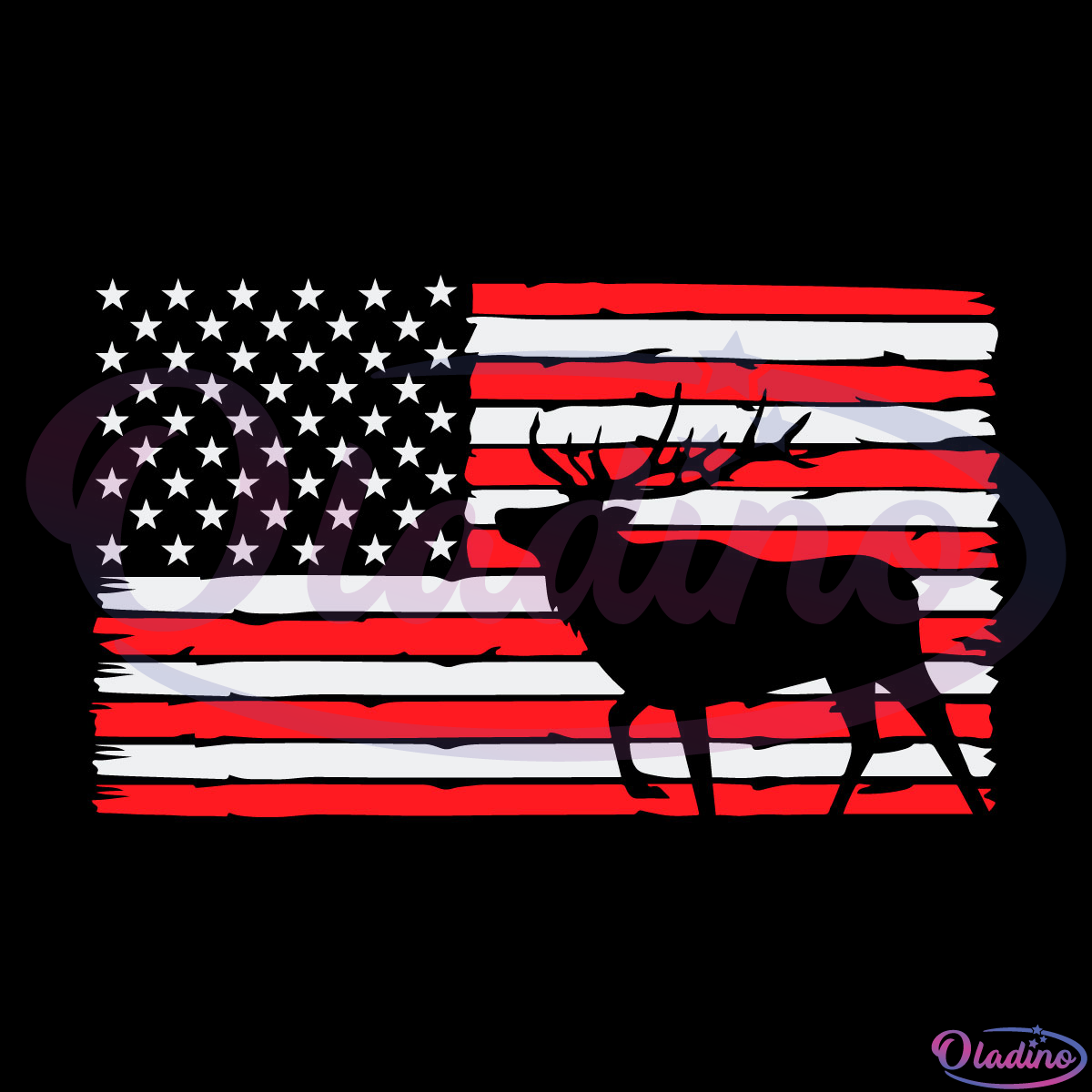 Patriotic Elk Hunting SVG PNG Digital File, American Flag