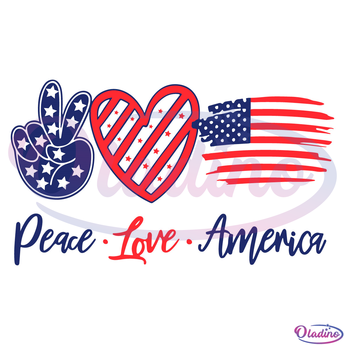 Peace Love America 4th of July Independence Day Svg