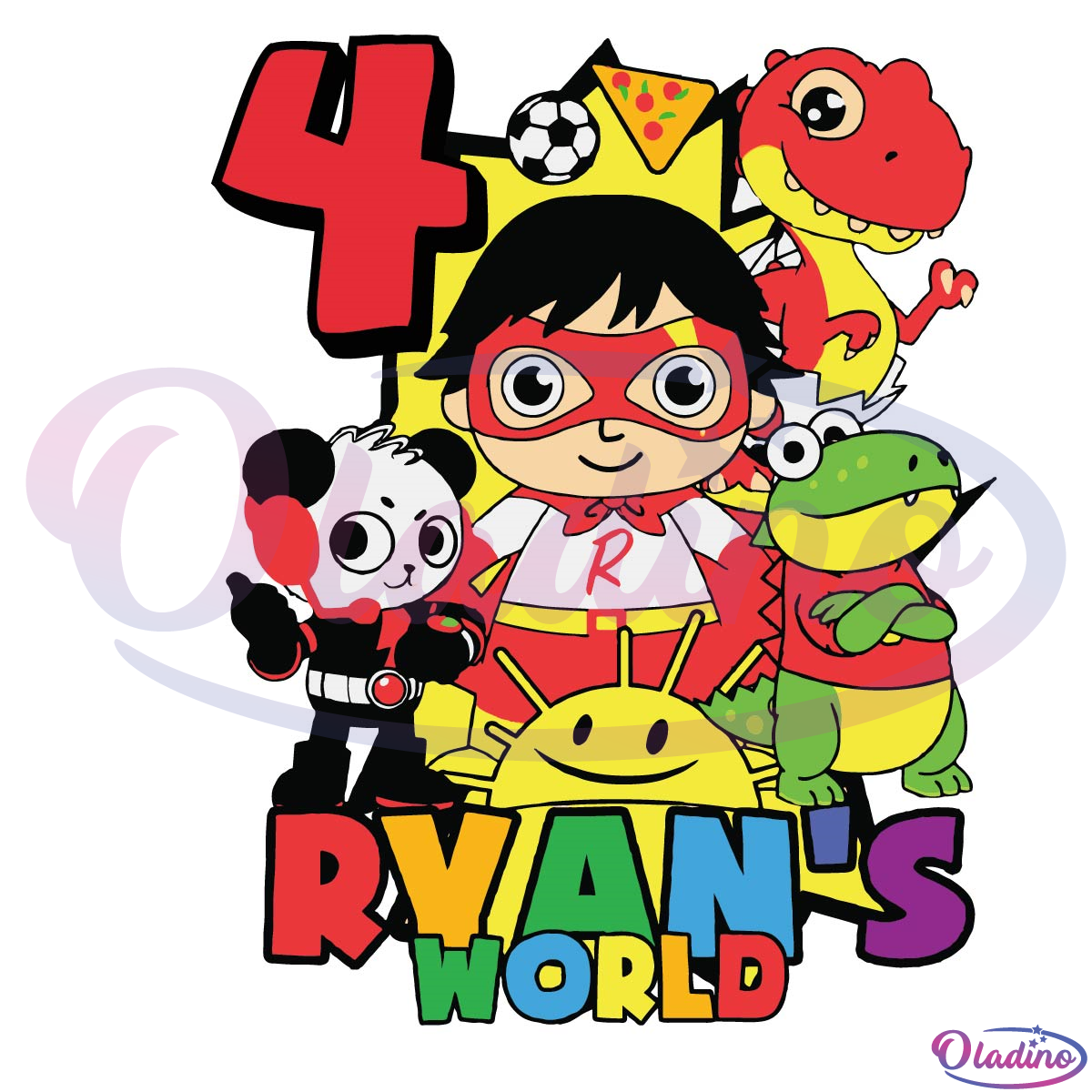 Ryans World 4 Years Old SVG PNG Digital File, Birthday Svg