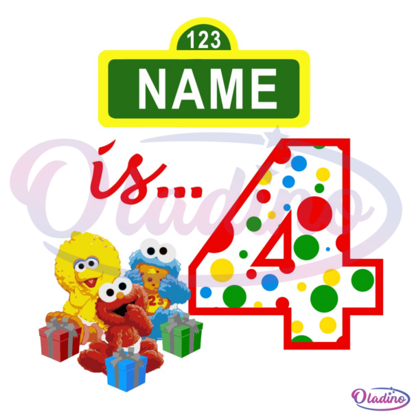 Sesame Street 4th Birthday Kid Name SVG PNG Digital File