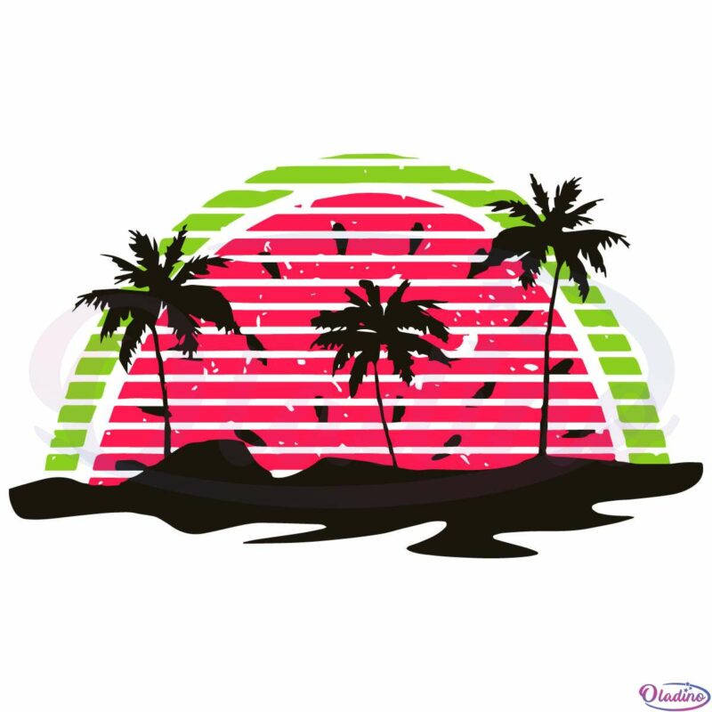 Summer Sunset Watermelon Palm Beach Svg File, Palm Svg
