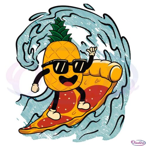 Surfing Pineapple Pizza Svg File