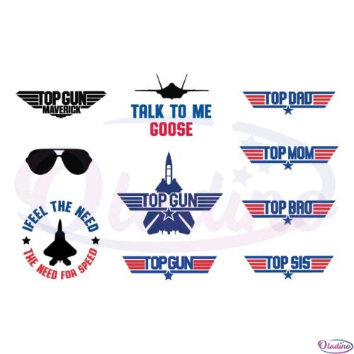 Top Gun Bundle SVG Top Mom Dad Maverick SVG File