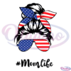 USA Flag American Mama Patriotic Mom Life SVG Bun Hair Sunglasses