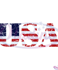 USA Word American Flag Pattern Red White And Blue Svg
