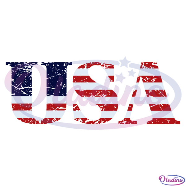 USA Word American Flag Pattern Red White And Blue Svg