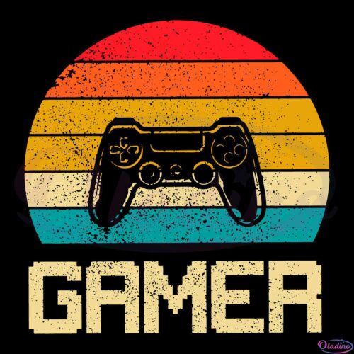 Vintage Retro Gamer Video Game Player Boys SVG PNG