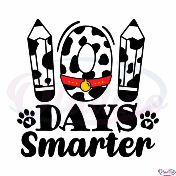 101 Days Smarter Dog Paw Silhouette SVG CW250422014 Oladino