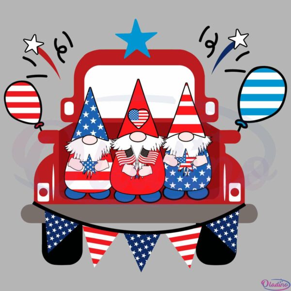 4th of July Gnomes Truck SVG Digital File, Fourth of July SVG File