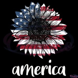 American Sunflower Vintage 4th Of July SVG Digital File