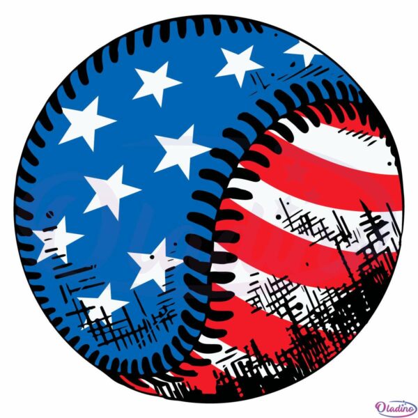 Baseball American Flag SVG Digital File, 4th Of July Baseball SVG
