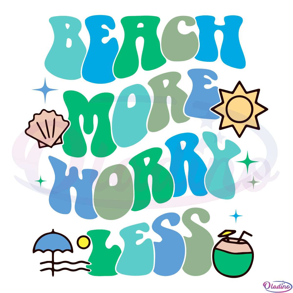 Beach More Worry Less SVG Digital File, Summer Vibes Groovy SVG