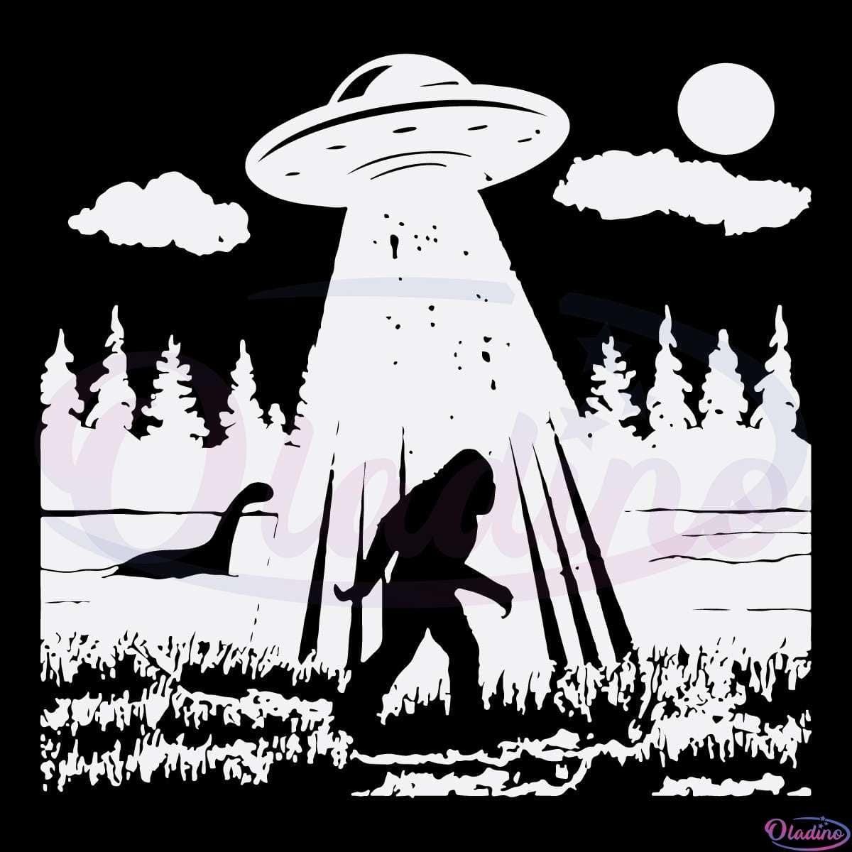 Bigfoot UFO Sasquatch SVG Digital File, Funny Bigfoot SVG