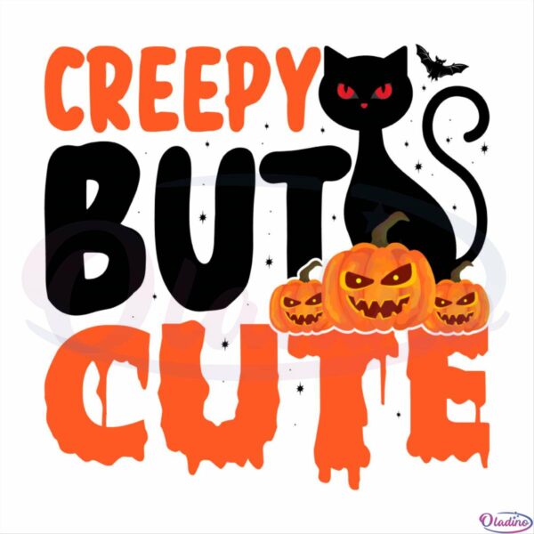 Creepy But Cute Black Cat Pumpkin SVG OW260422018 Oladino