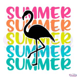 Flamingo Summer Colorfull Word SVG File