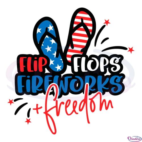 Flip Flops Fireworks Freedom SVG Digital File