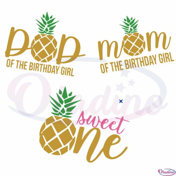 Matching Pineapple Baby One Bundle SVG Digital File, Birthday