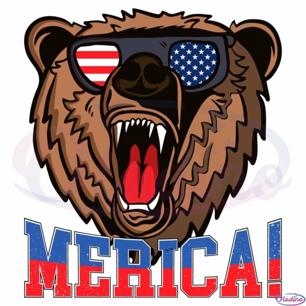 Merica Bear Independence Day SVG Digital File, 4th Of July SVG File