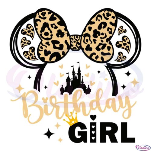 Mouse Birthday Girl Leopard SVG Digital File