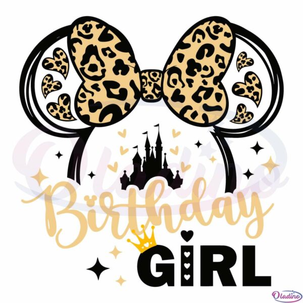 Mouse Birthday Girl Leopard SVG Digital File, Disney