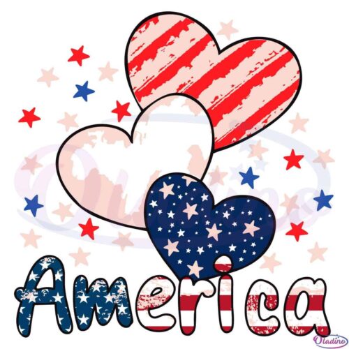 Patriotic Hearts American SVG Digital File