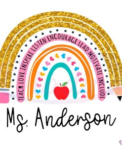 Personalized Rainbow Teacher SVG Digital File, Ms Anderson SVG