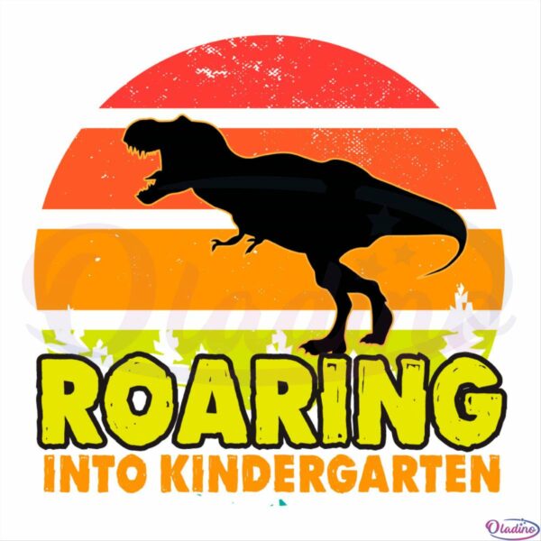 Roaring into Kindergarten Dinosaur Sunset Logo SVG CW250422023 Oladino