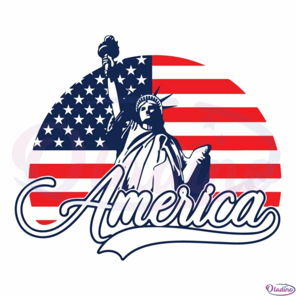 Statue of Liberty American Flag Svg Digital File, America