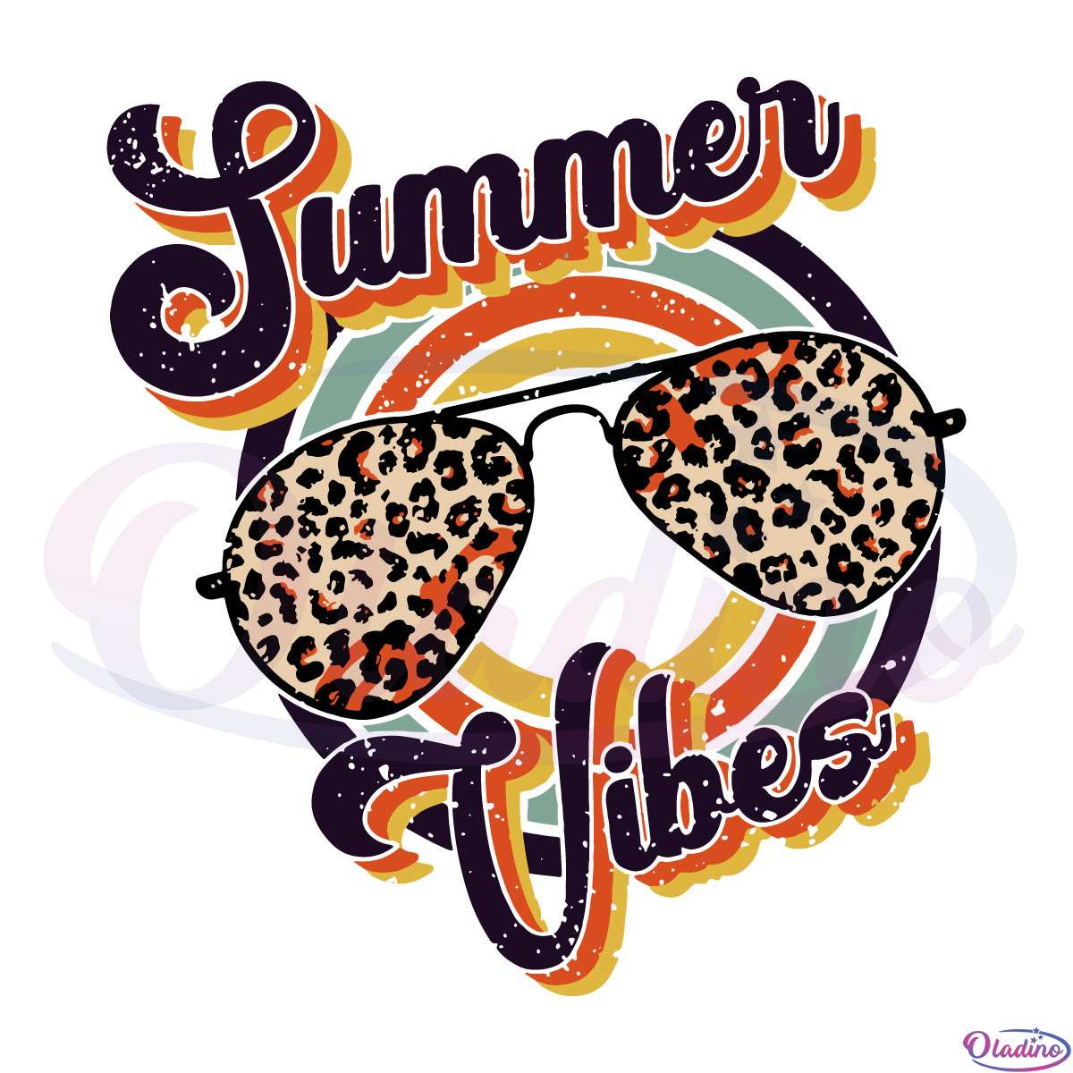 Summer Vibes Leopard Retro Style SVG Digital File, Funny