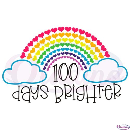 Teacher 100 Days Brighter SVG Digital File