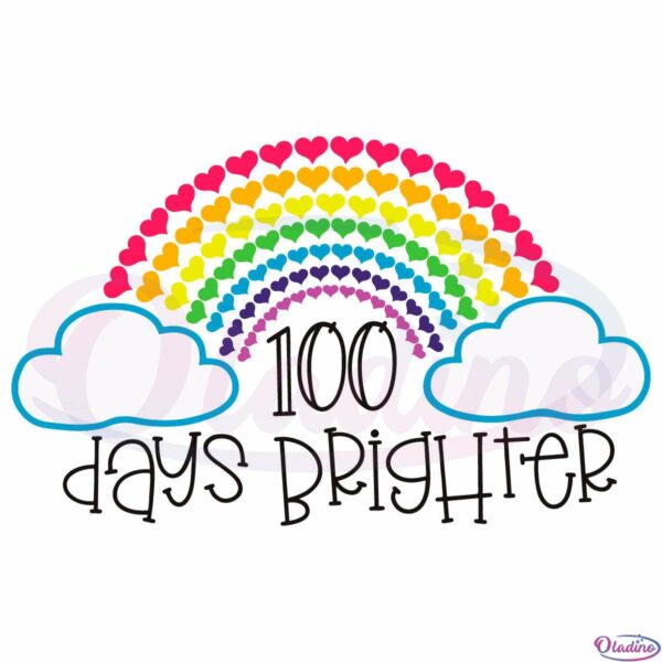 Teacher 100 Days Brighter SVG Digital File, 100 Days of School