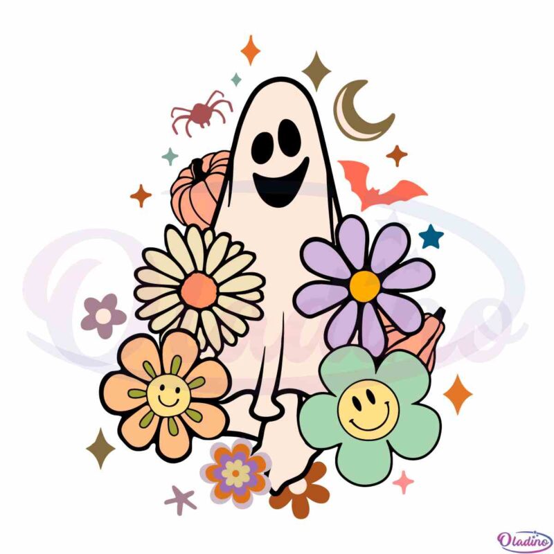 Floral Halloween Ghost SVG Cutting File for Personal Commercial Uses