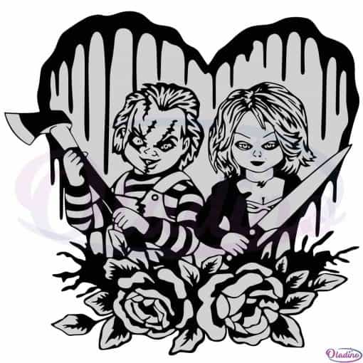 Halloween Chucky And Tiffany SVG Sublimation Files Silhouette