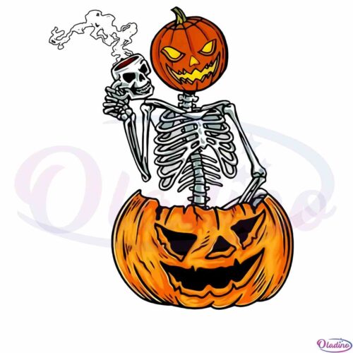 halloween-skeleton-coffee-lover-pumpkin-head-png-sublimation-design