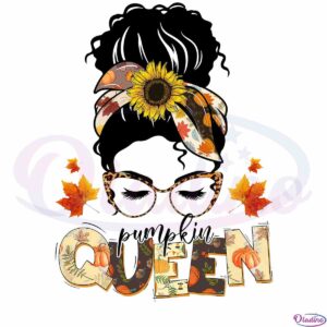 pumpkin-queen-fall-messy-bun-png-sublimation-design