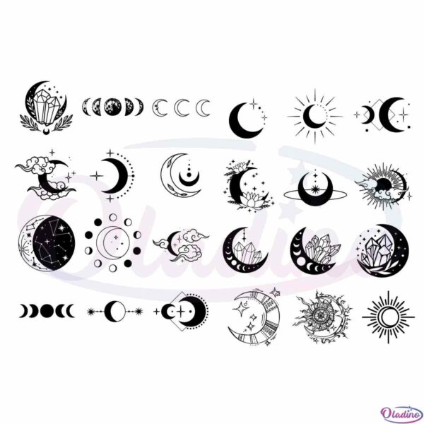 Mystical Moon Bundle SVG Files for Cricut Sublimation Files - Oladino