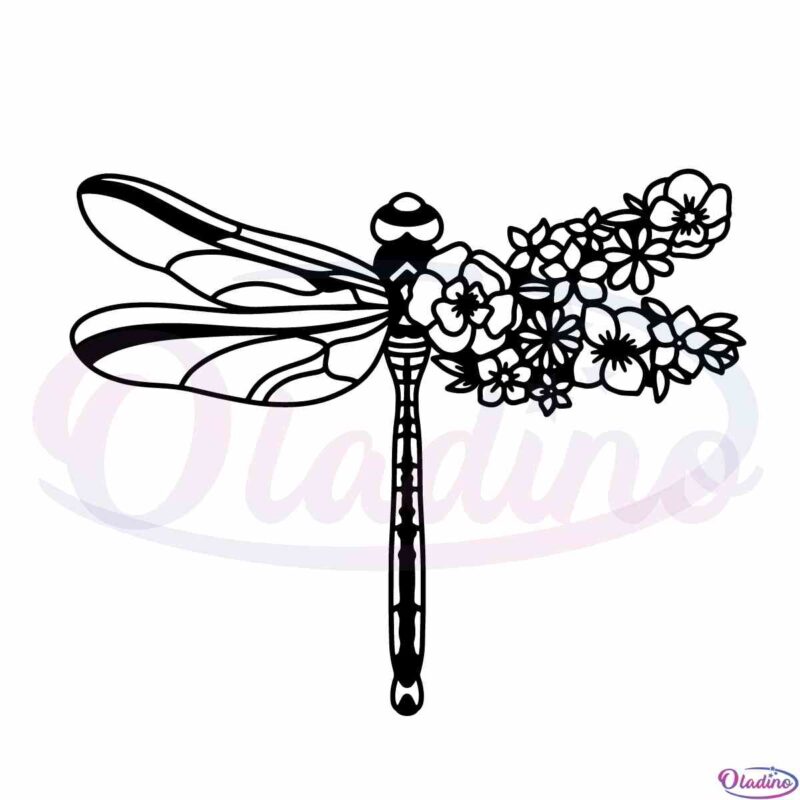 Retro Dragonfly Floral SVG For Cricut Sublimation Files - Oladino