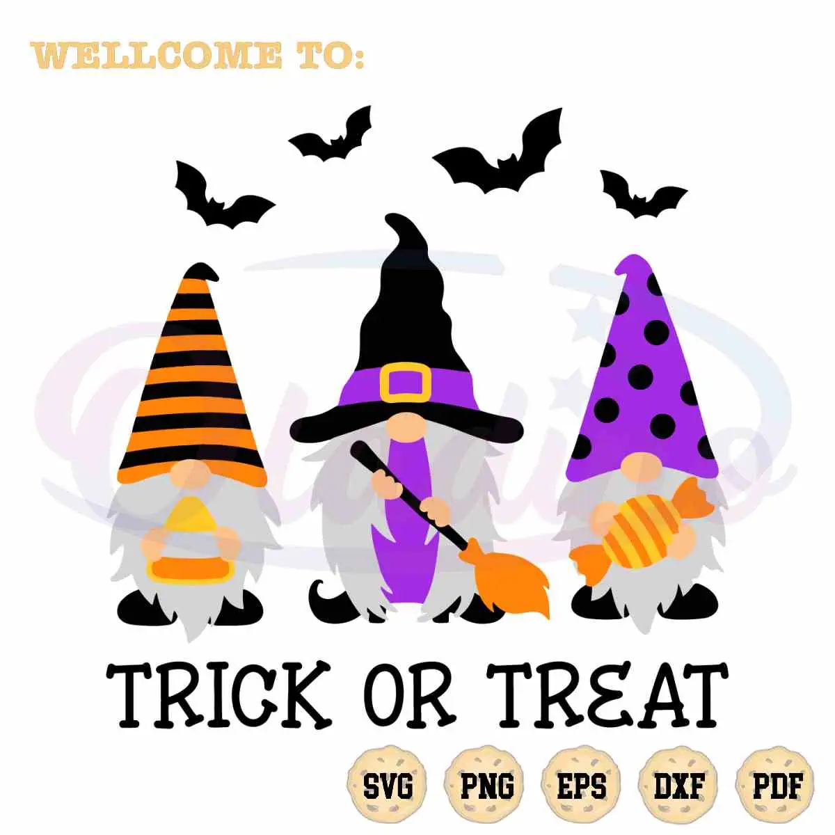 Halloween Gnome Witch Trick Or Treat Svg Graphic Designs Files Oladino