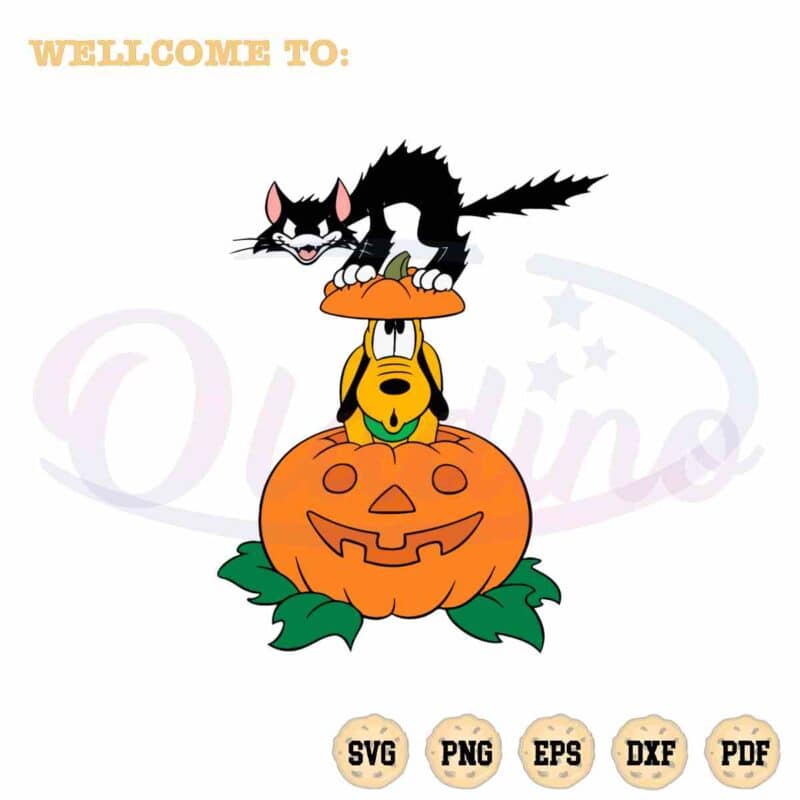 Pluto Pumpkin Black Cat Halloween SVG Best Graphic Design Files - Oladino
