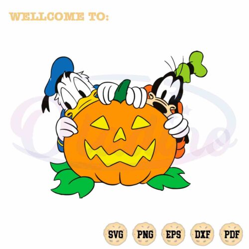 donald-duck-and-goofy-svg-halloween-pumpkin-cutting-files