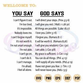 Christian God Quote SVG You Say God Says Cutting Digital File - Oladino