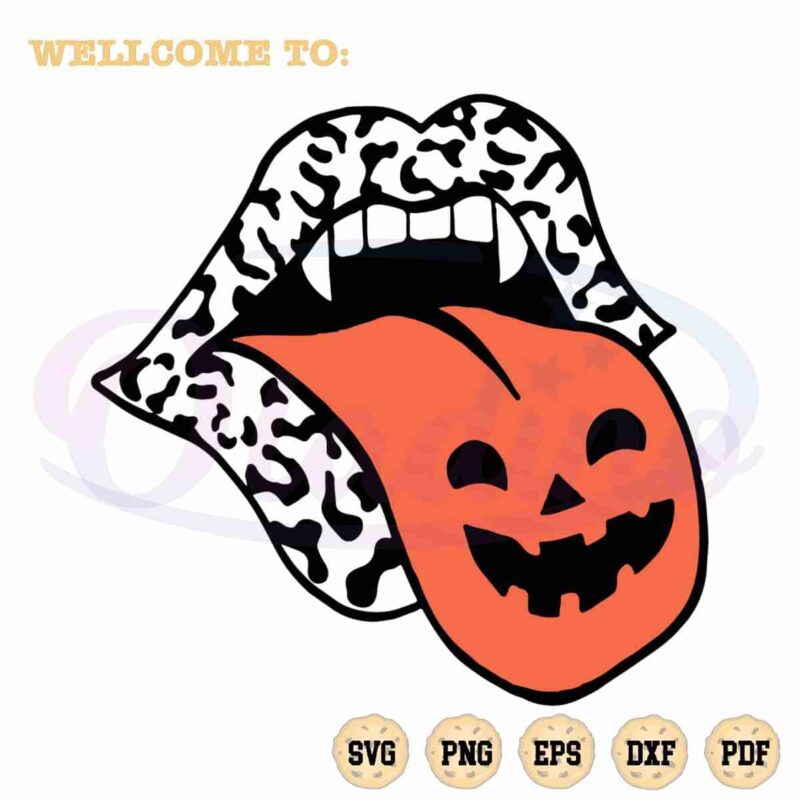 Leopard Pumkin Lips Halloween Svg Files Silhouette Diy Craft